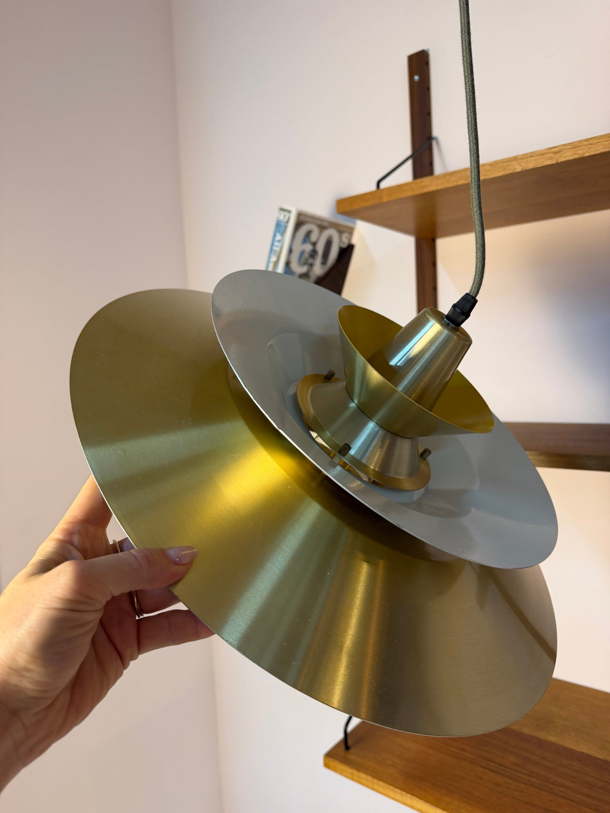 Vintage Lamellenlampe gold-gelb von Bent Nordsted für Lyskær