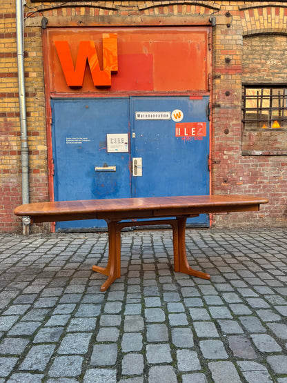Vintage Esstisch ausziehbar Teak mit integriertem Plattenfach
