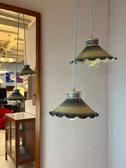 Vintage Hängelampe blau Keramik aus Dänemark