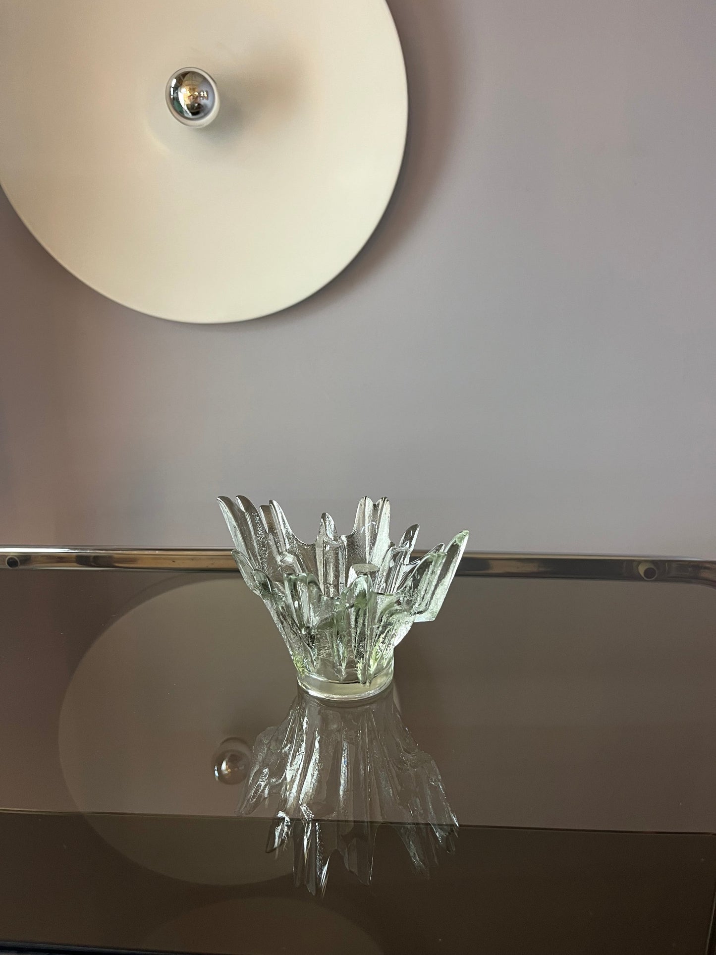 Vintage Kerzenhalter Revontulet Glas von Tauno Wirkkala für Humppila