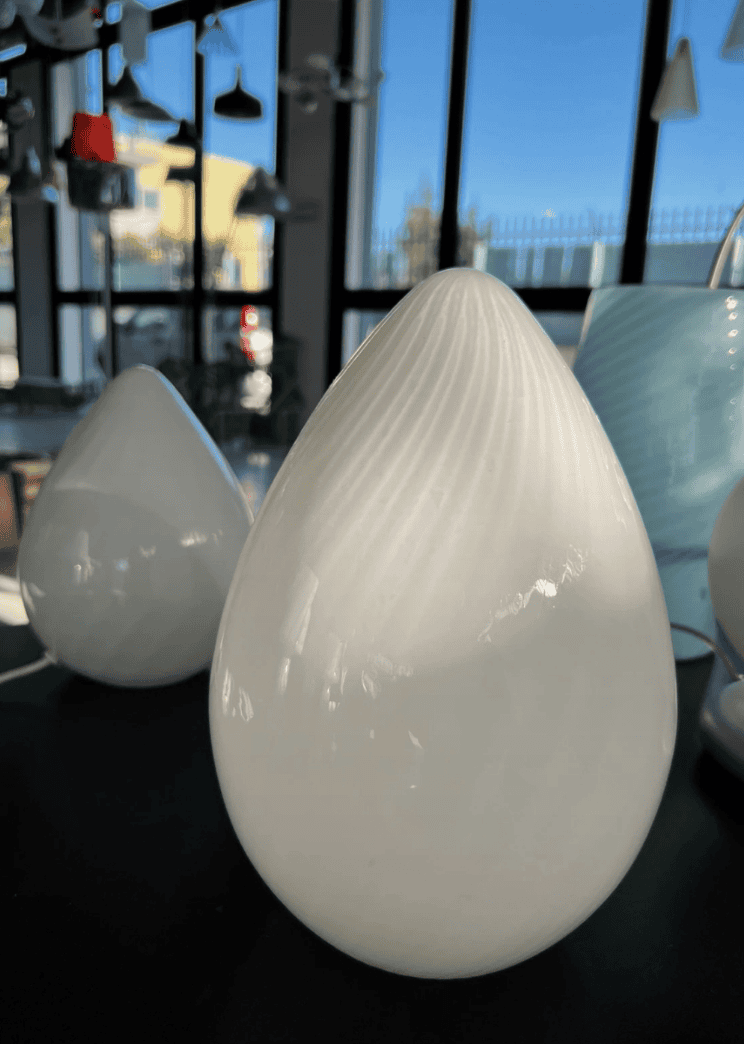 Lampe Vintage Oeuf en Verre de Murano Blanc