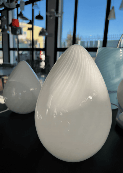 Lampe Vintage Oeuf en Verre de Murano Blanc