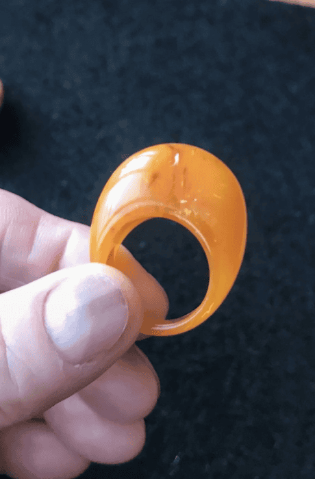 Vintage Bague Orange Glas retro