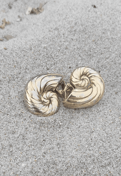 Vintage Ohrring Muschelform Gold 5 cm
