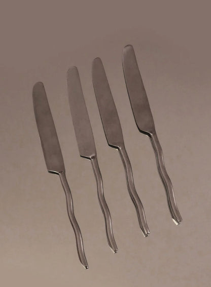 Vintage Messer Set von 4 Wavy