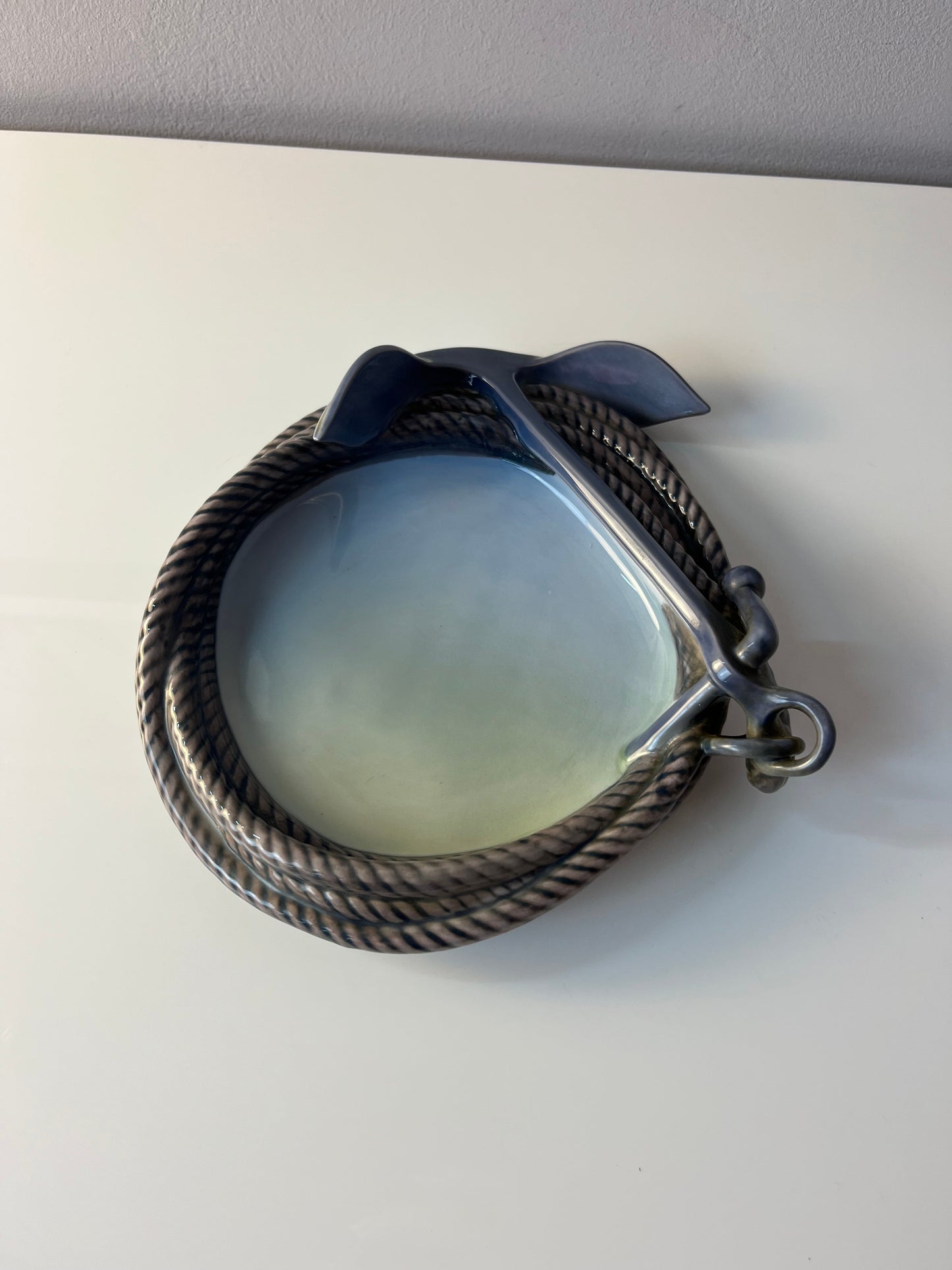 Vintage Porzellanschale Tau und Anker Modell 2377 von Bing und Grøndahl