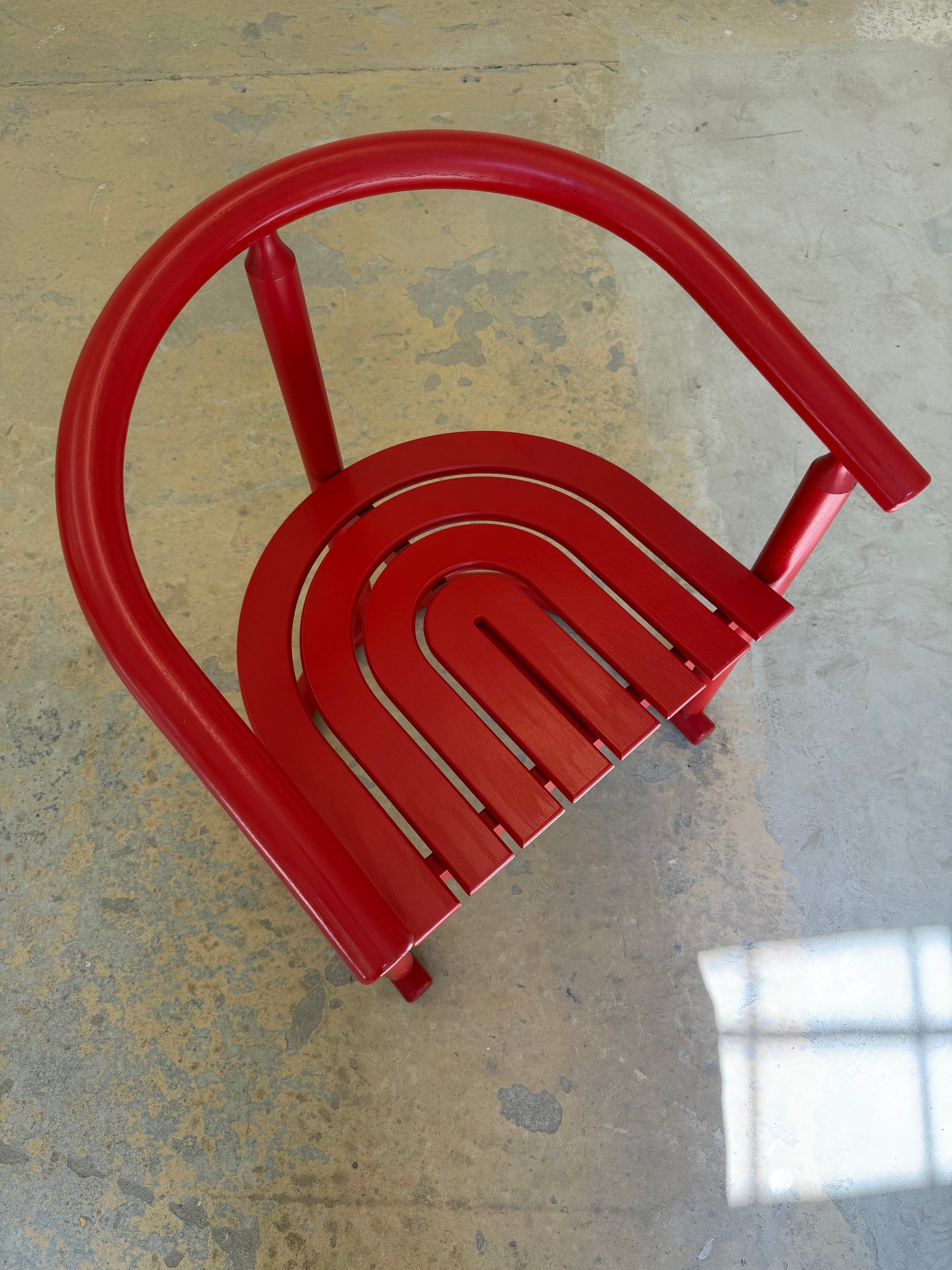Vintage Armlehnstuhl "Rainbow Chair" von Allmilmö, rot