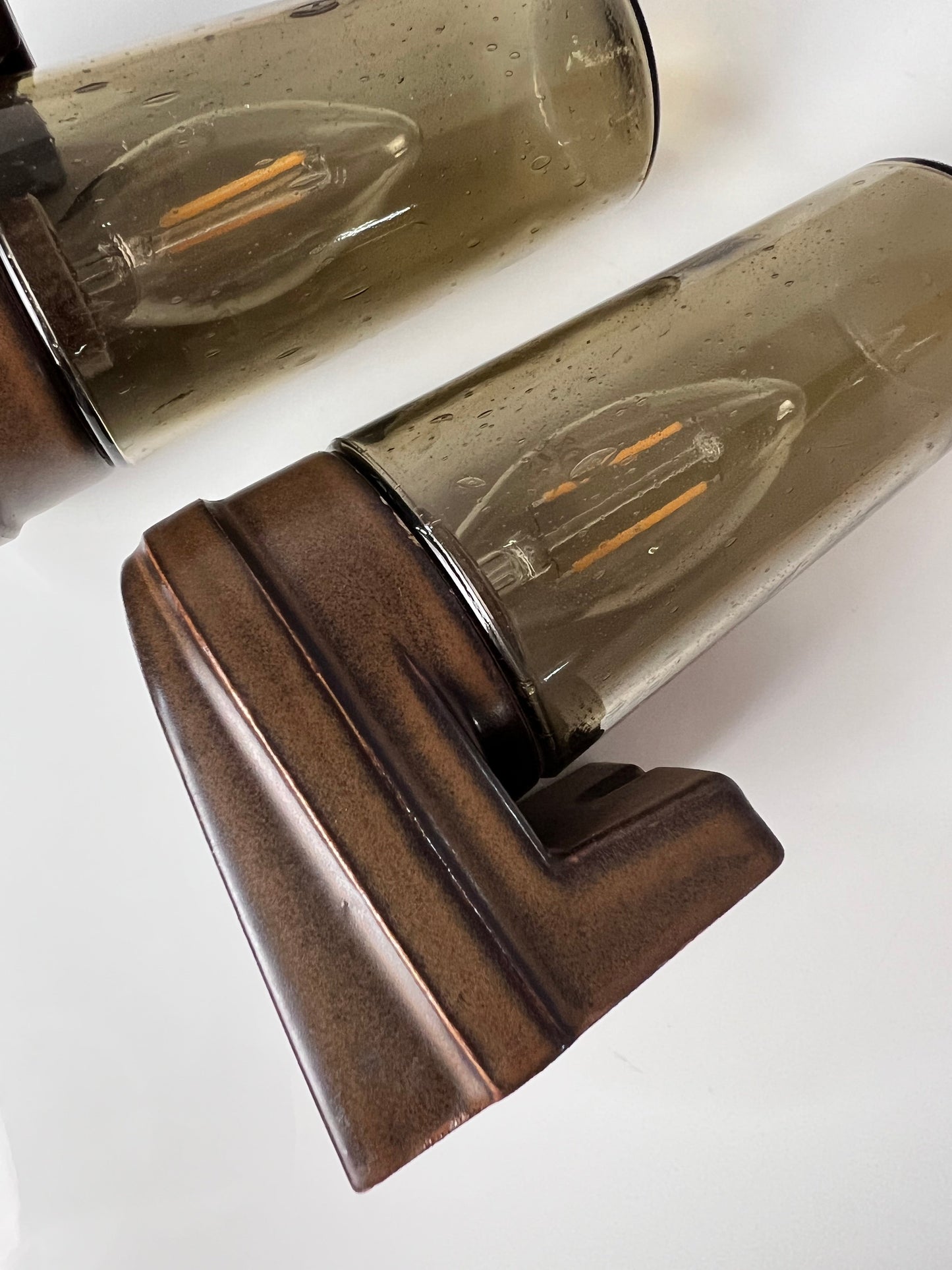 Vintage Wandlampe Modell 6080 von Sigvard Bernadotte für Ifö Rauchglas Set von 2