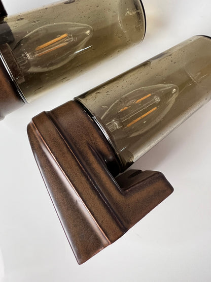 Vintage Wandlampe Modell 6080 von Sigvard Bernadotte für Ifö Rauchglas Set von 2