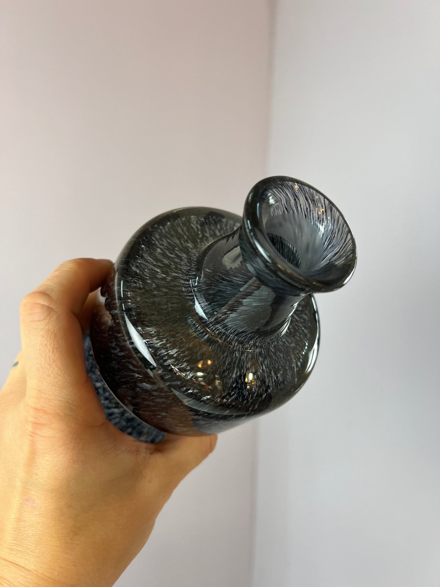 Vintage Vase grau von Bo Borgström für Åseda Glasbruk