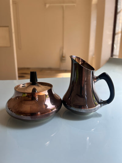 Vintage sugar bowl and milk jug silver plated by Hans Bunde for COHR Denmark set of 2