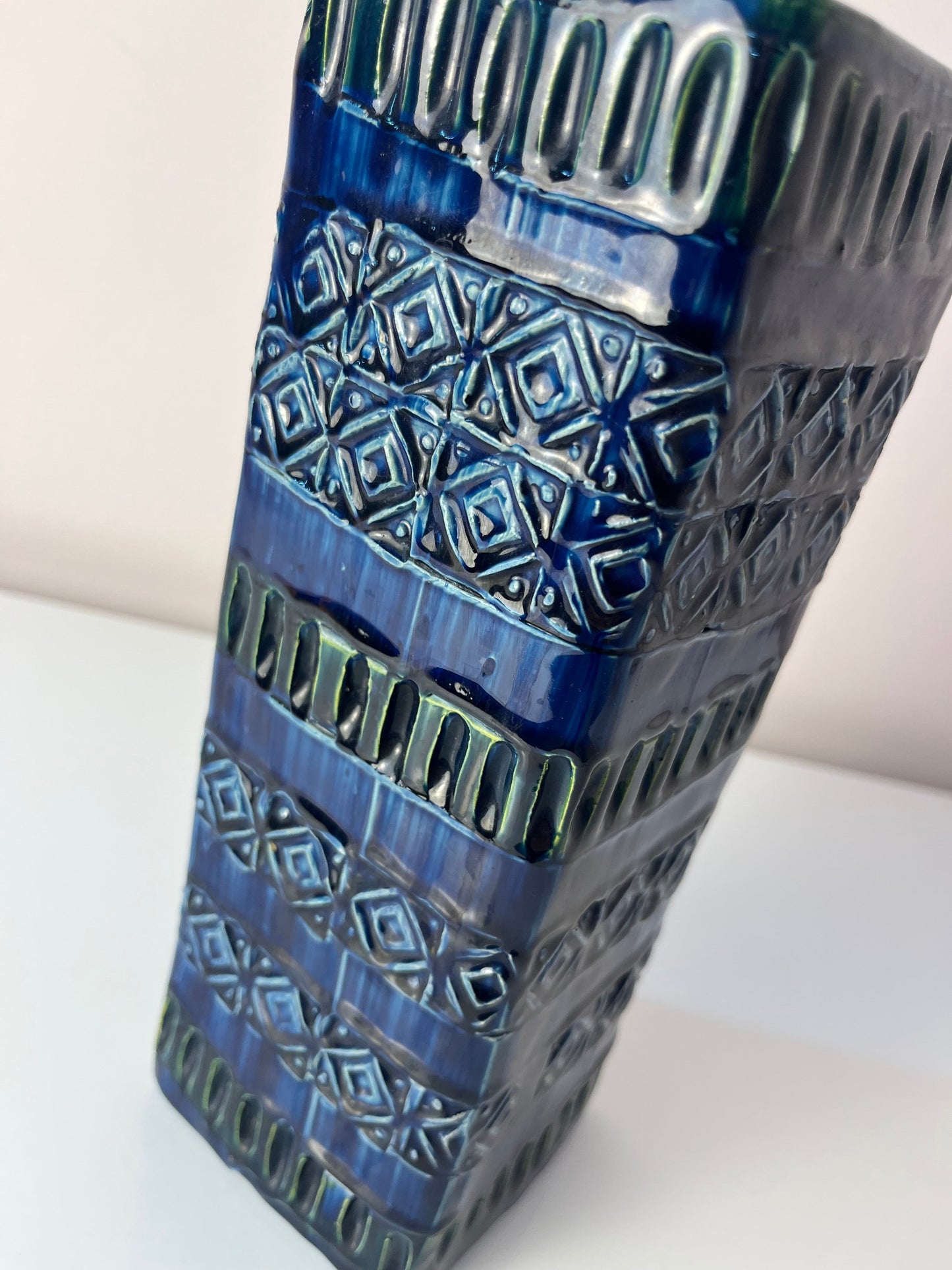 Vintage Vase Rimini Blue von Aldo Londi für Bitossi eckig
