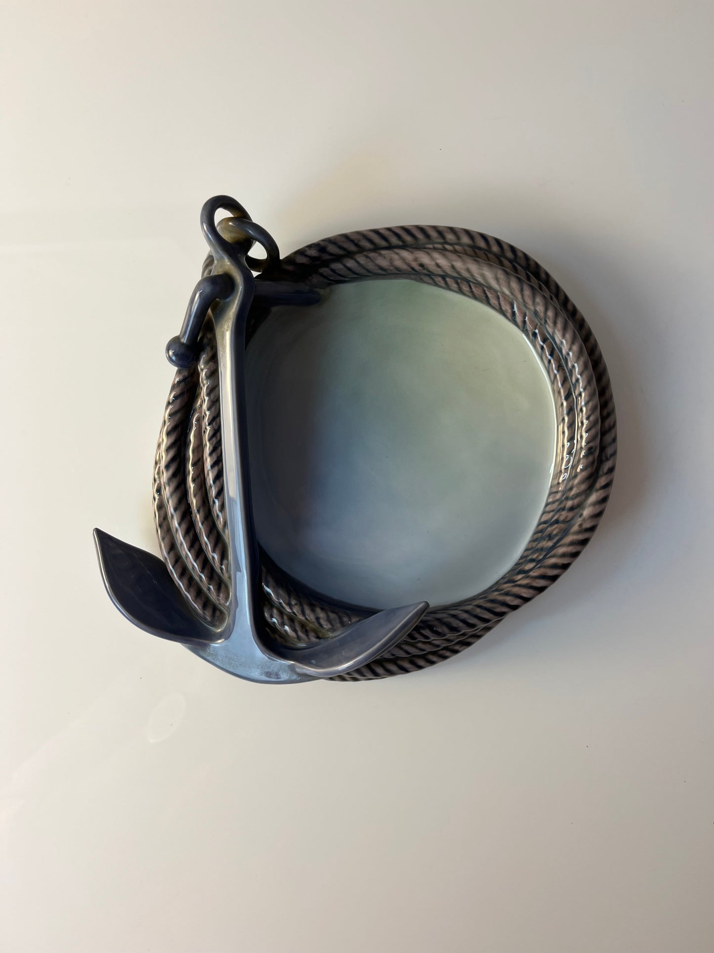 Vintage Porzellanschale Tau und Anker Modell 2377 von Bing und Grøndahl