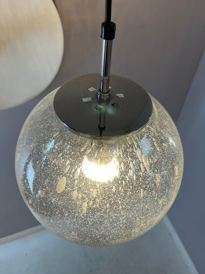 Vintage Kugellampe Einschlussglas Chrom von Glashütte Limburg