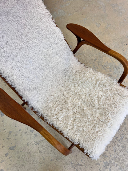 Vintage Sessel Lamino von Yngve Ekström für Swedese Kunstfellbezug beige, braun