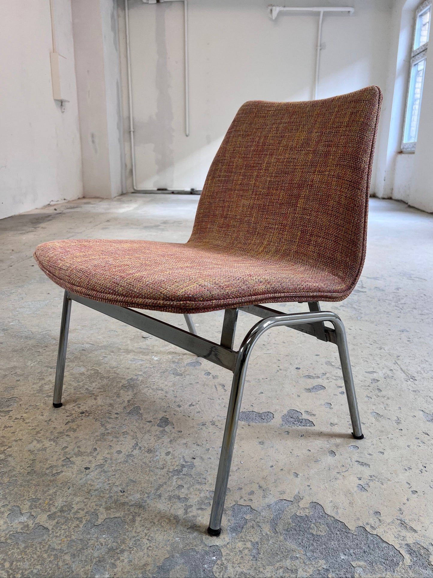 Vintage Sessel Lufthavnsstol von Anden Arkitekt für Duba Møbelindustri orange Chrom