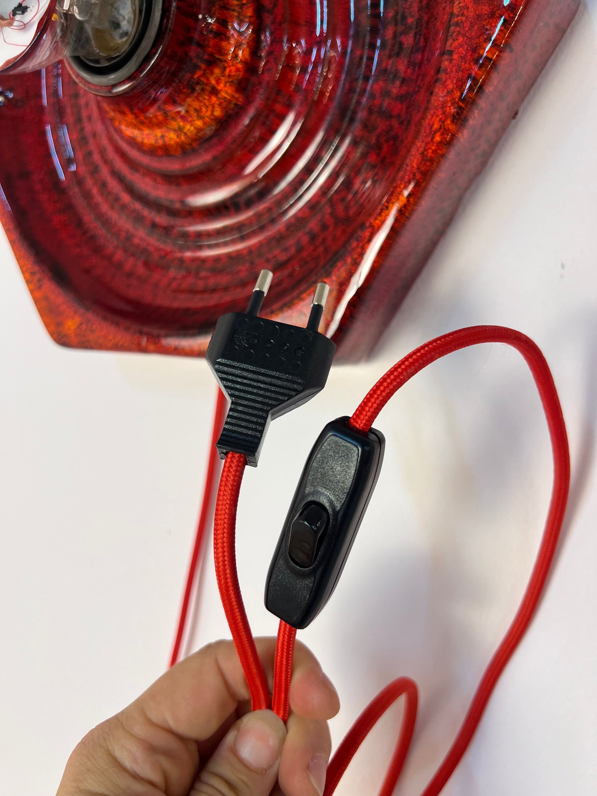 Vintage Wandlampe aus roter Keramik von Hustadt Leuchten