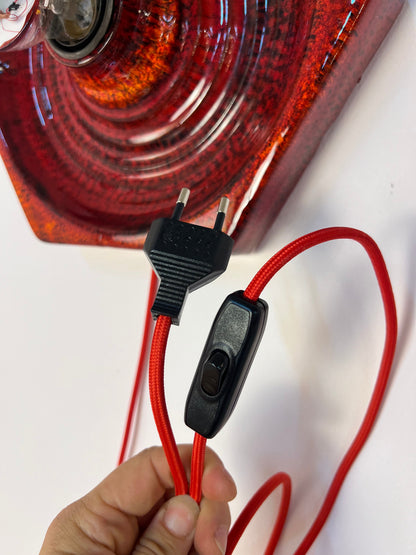 Vintage Wandlampe aus roter Keramik von Hustadt Leuchten
