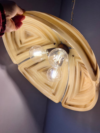 Vintage Hängelampe braun Glas von Cristallux