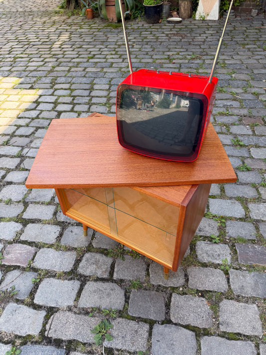 Vintage Fernsehvitrine Sapelli-Mahagoni mit Drehplatte, 60er Jahre