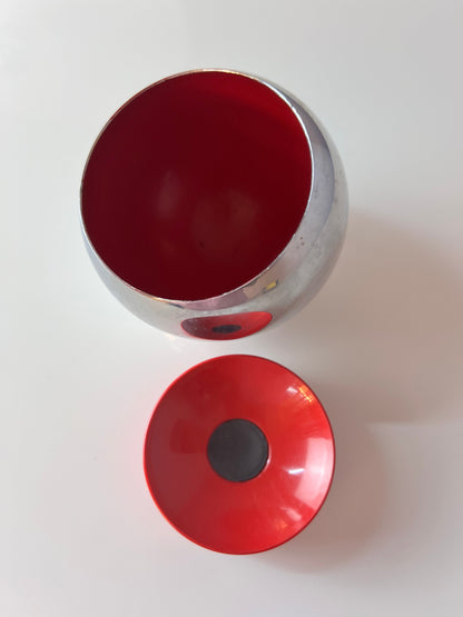 Vintage Kugelaschenbecher rot Chrom von Quist