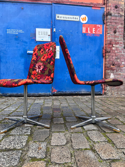 2x Drehstuhl rot floral von EKA Wohnmöbel