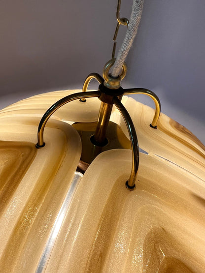 Vintage Hängelampe braun Glas von Cristallux