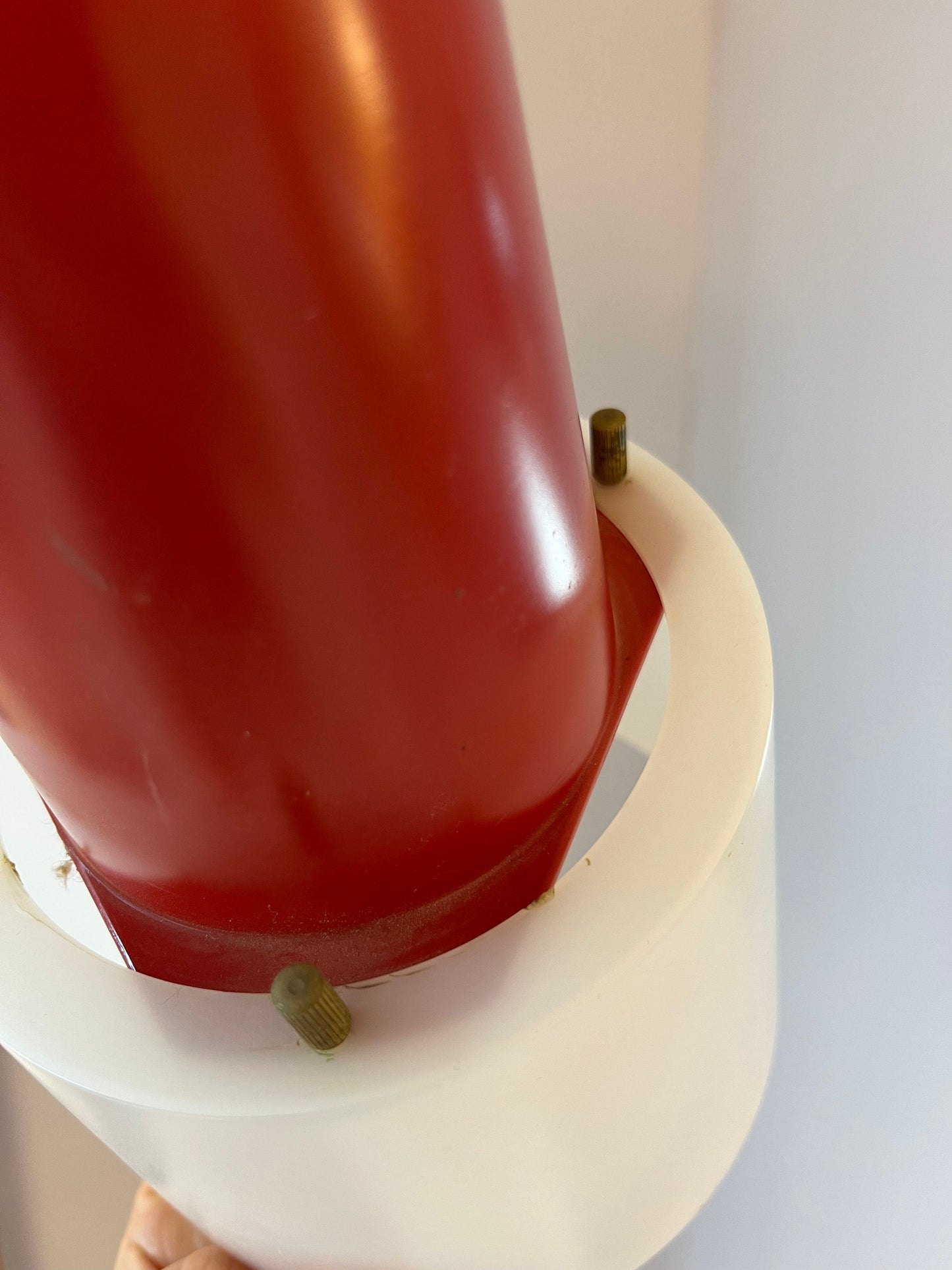 Vintage kitchen lamp red white plastic by Philips Holland