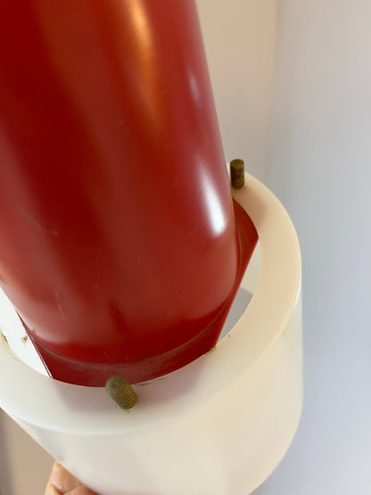 Vintage kitchen lamp red white plastic by Philips Holland