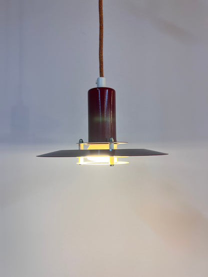 Vintage Lamellenlampe "4020" von Lyfa, dunkelrot