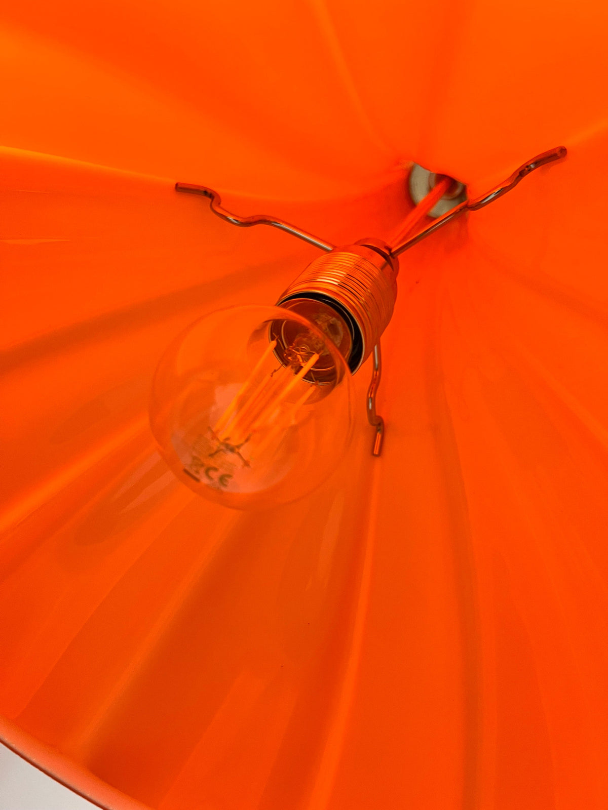 Vintage Blumenlampe Glas orange von Peill+Putzler