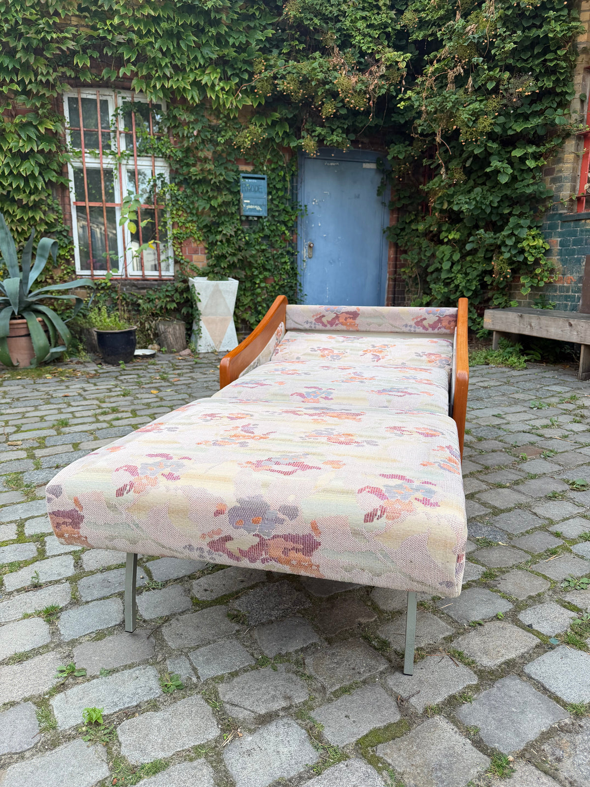 Vintage Schlafsessel Teak und Textilstoff, Dänemark