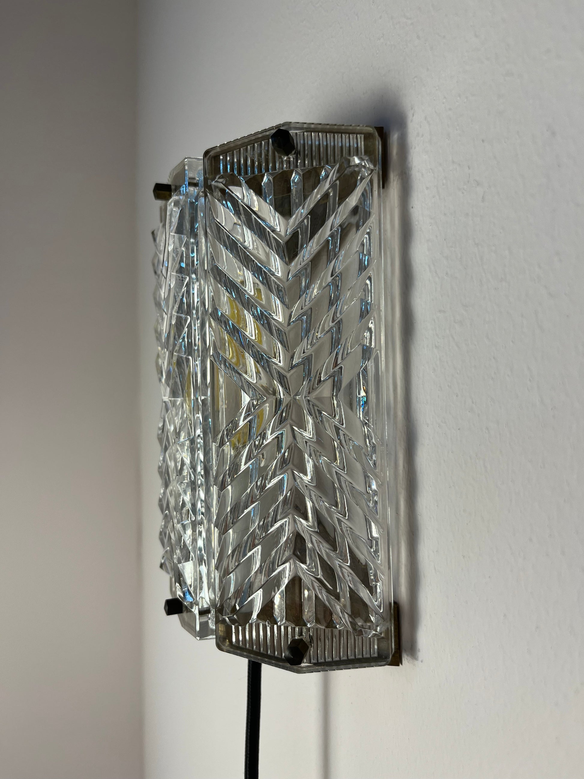 Vintage Wandlampe Messing und Glas von Wiktor Berndt für Flygsfors