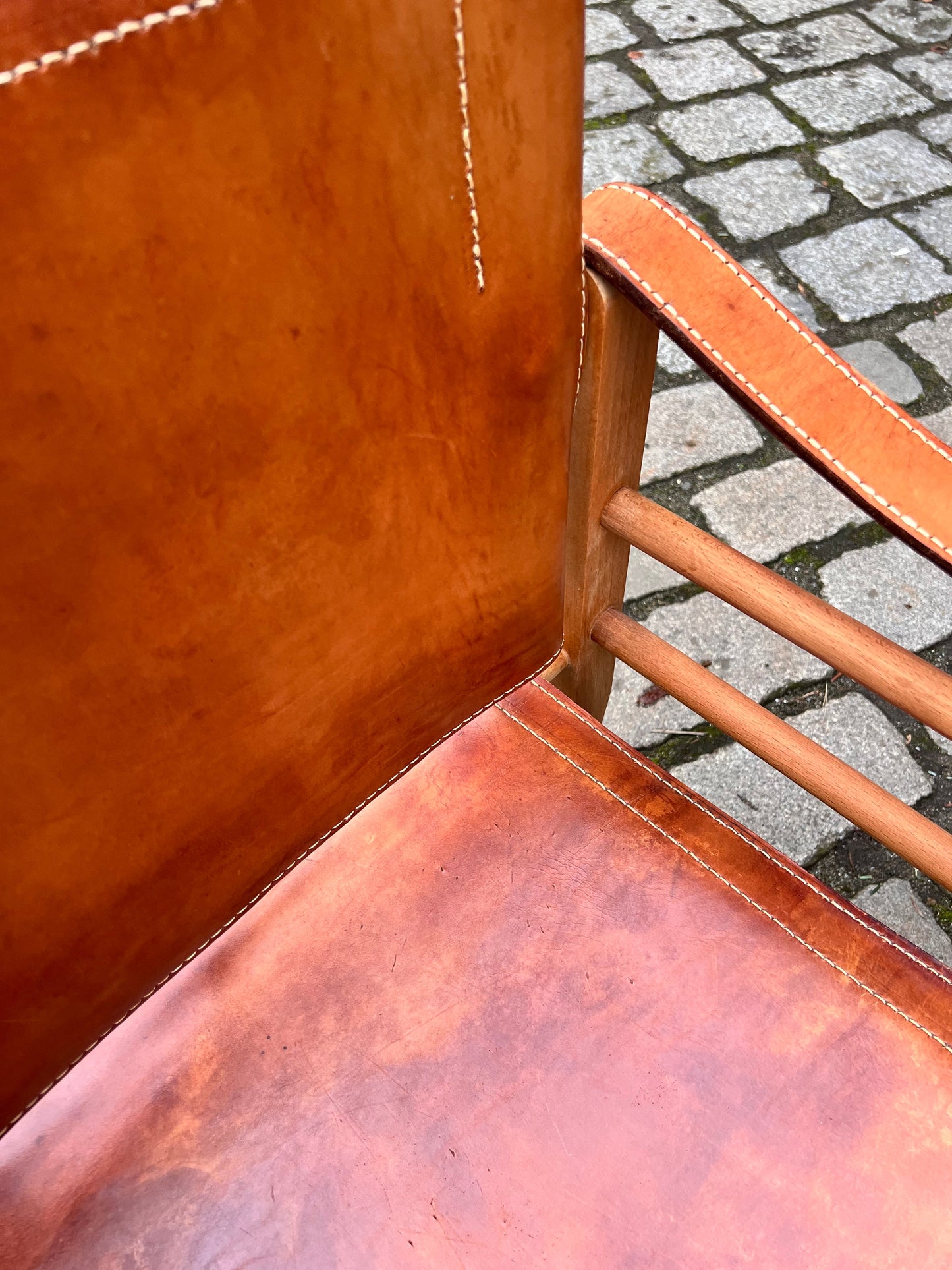 Vintage Sessel von Aage Bruun und Søn mit cognacfarbenem Lederbezug