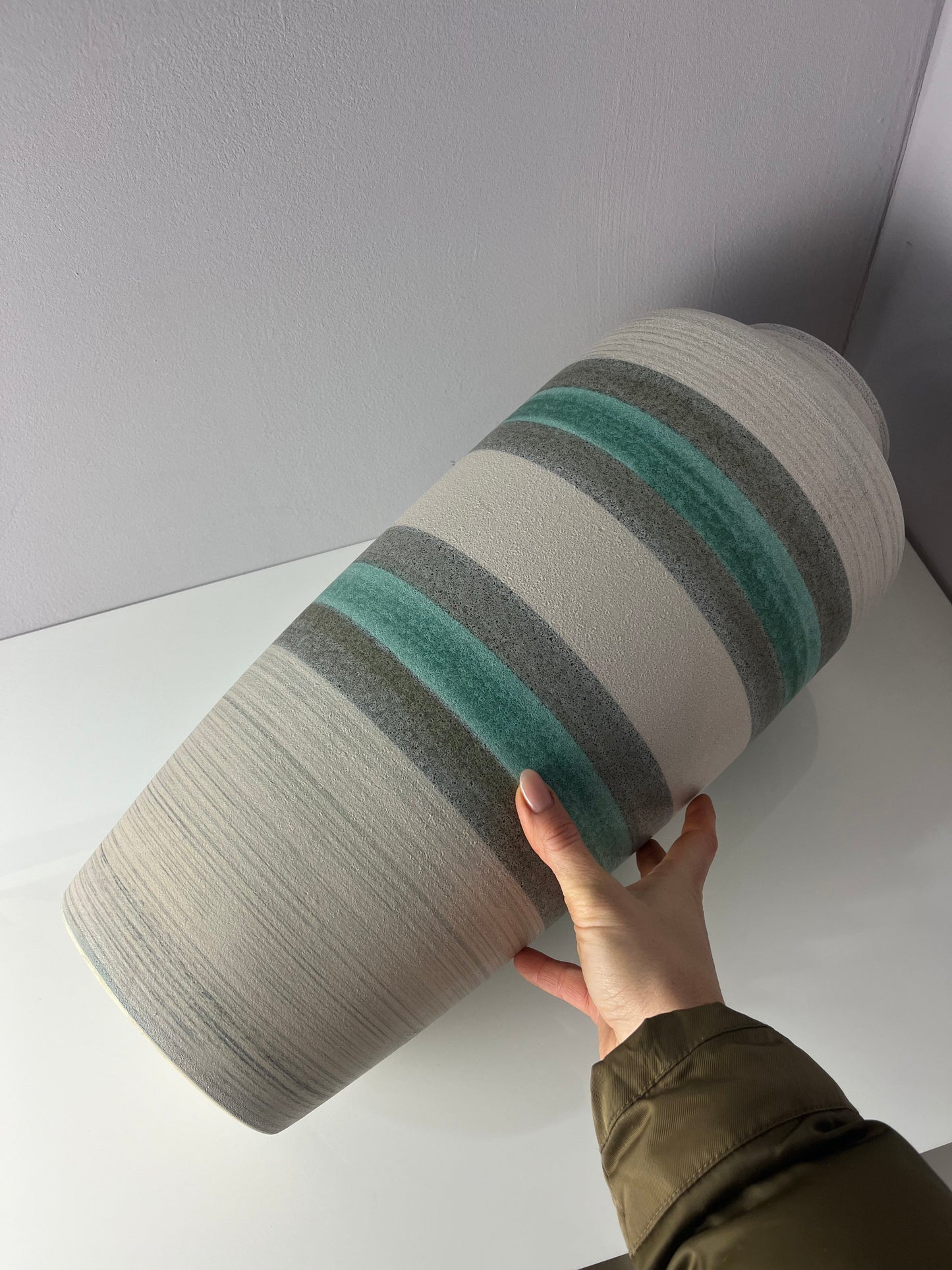 Vintage Bodenvase 628-50 türkis grau von Bay Keramik