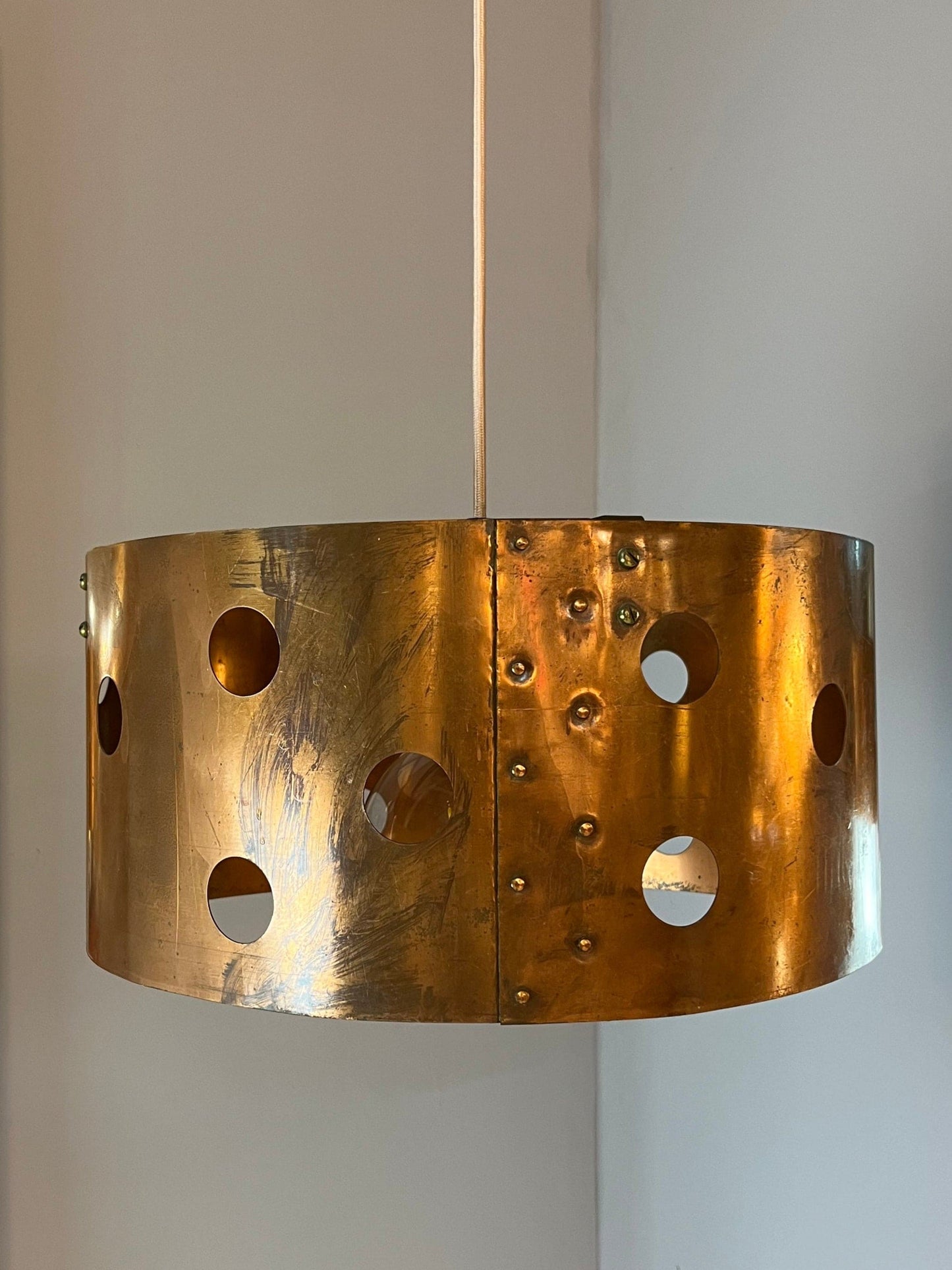 Vintage Hängelampe Kupfer aus Dänemark