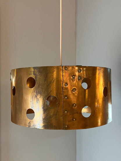 Vintage Hängelampe Kupfer aus Dänemark
