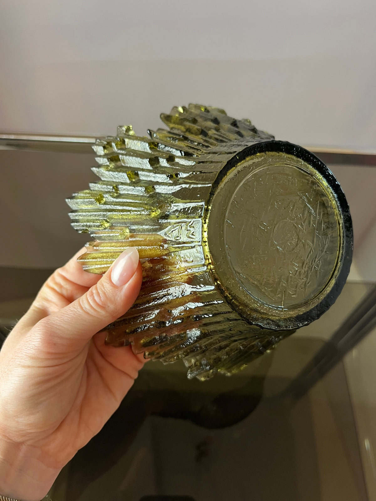 Schale Revontulet grau Glas von Tauno Wirkkala für Humppila