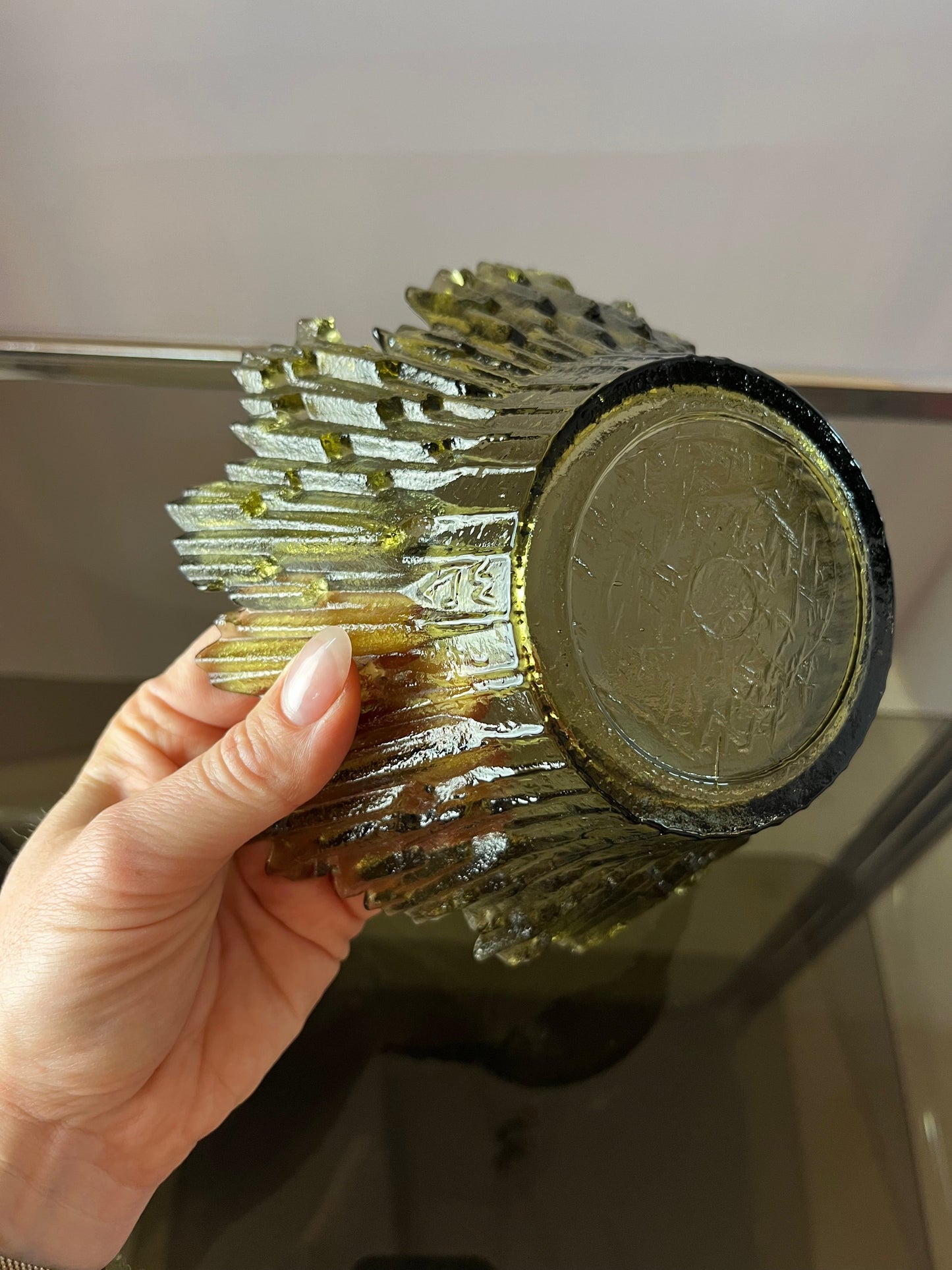 Schale Revontulet grau Glas von Tauno Wirkkala für Humppila