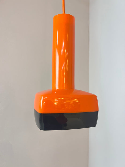 Lampe à suspension vintage orange par Bent Karlby pour Schrøder-Kemi