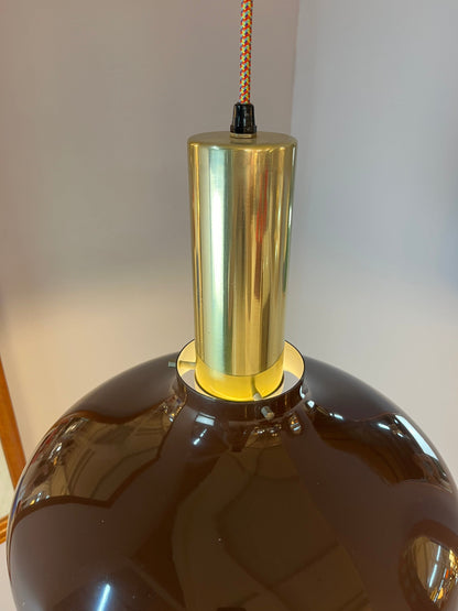 Lampe suspendue vintage en laiton marron du Danemark
