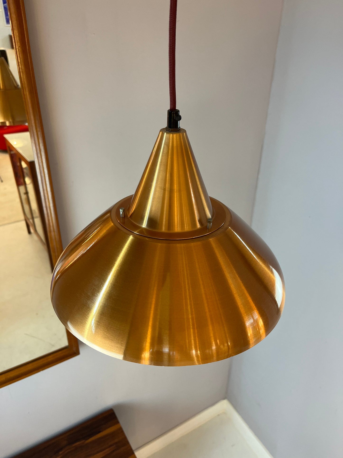 Lampe suspendue vintage en cuivre orange