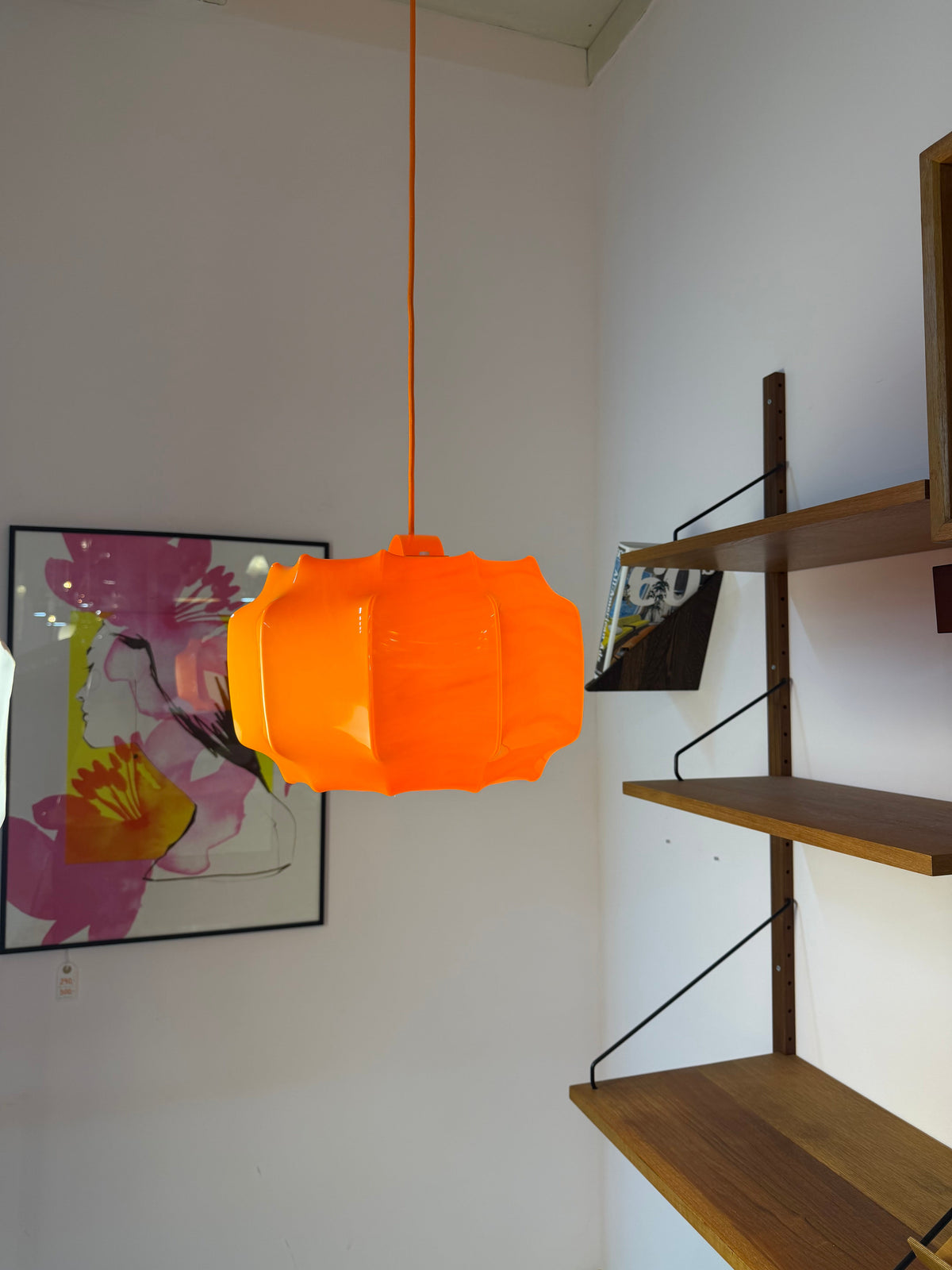 Vintage Hängelampe Orange von Ilka Plast, Space Age