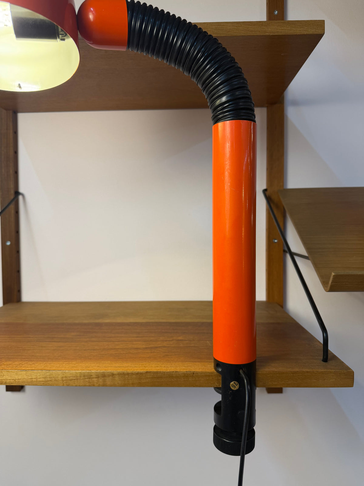 Klemmlampe Space Age Design aus Dänemark, orange-schwarz