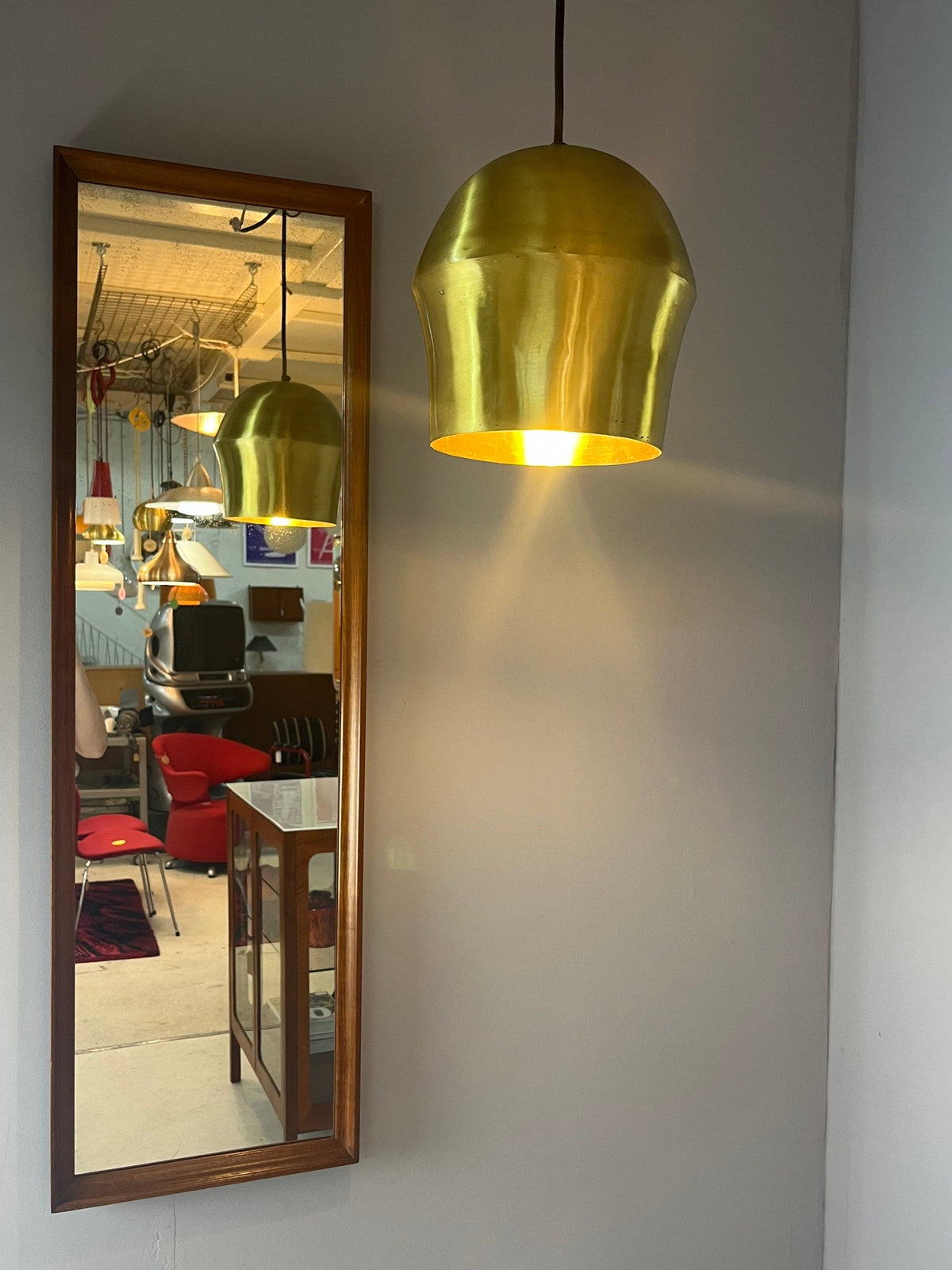 Lampe suspendue vintage en laiton du Danemark