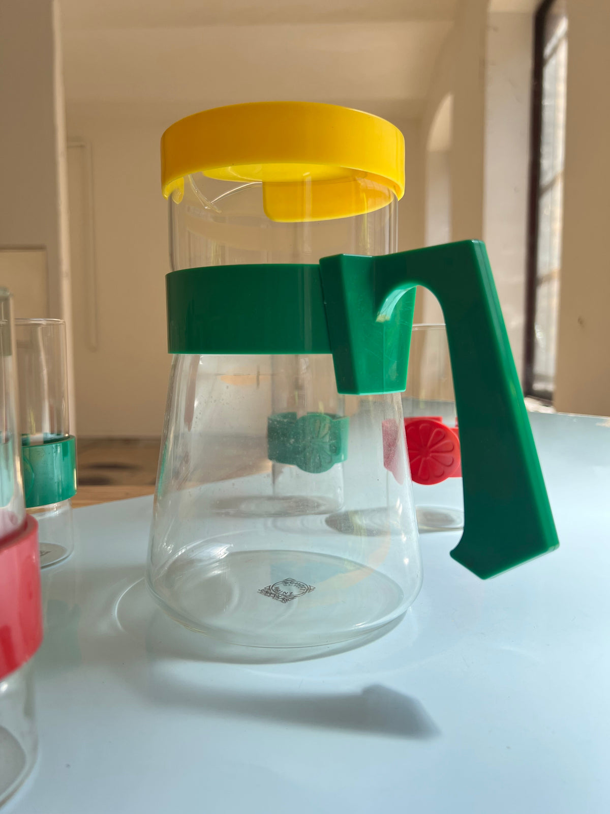 Carafe et verre vintage Schott Jena années 70, lot de 6