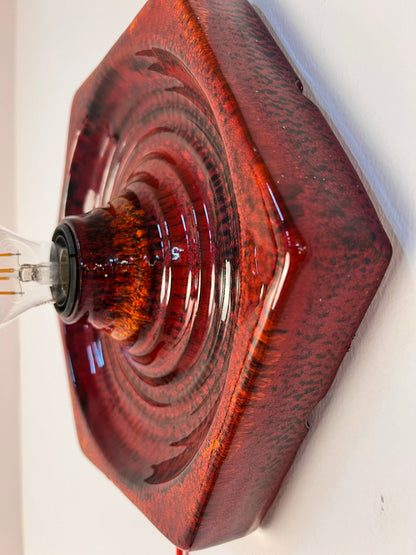 Vintage Wandlampe aus roter Keramik von Hustadt Leuchten