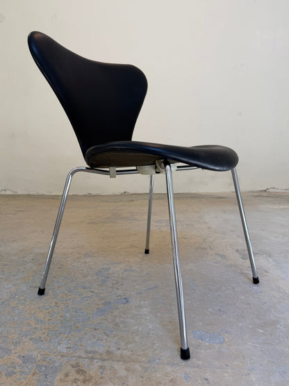 Vintage Polsterstuhl Serie 7 Echtleder von Arne Jacobsen für Fritz Hansen