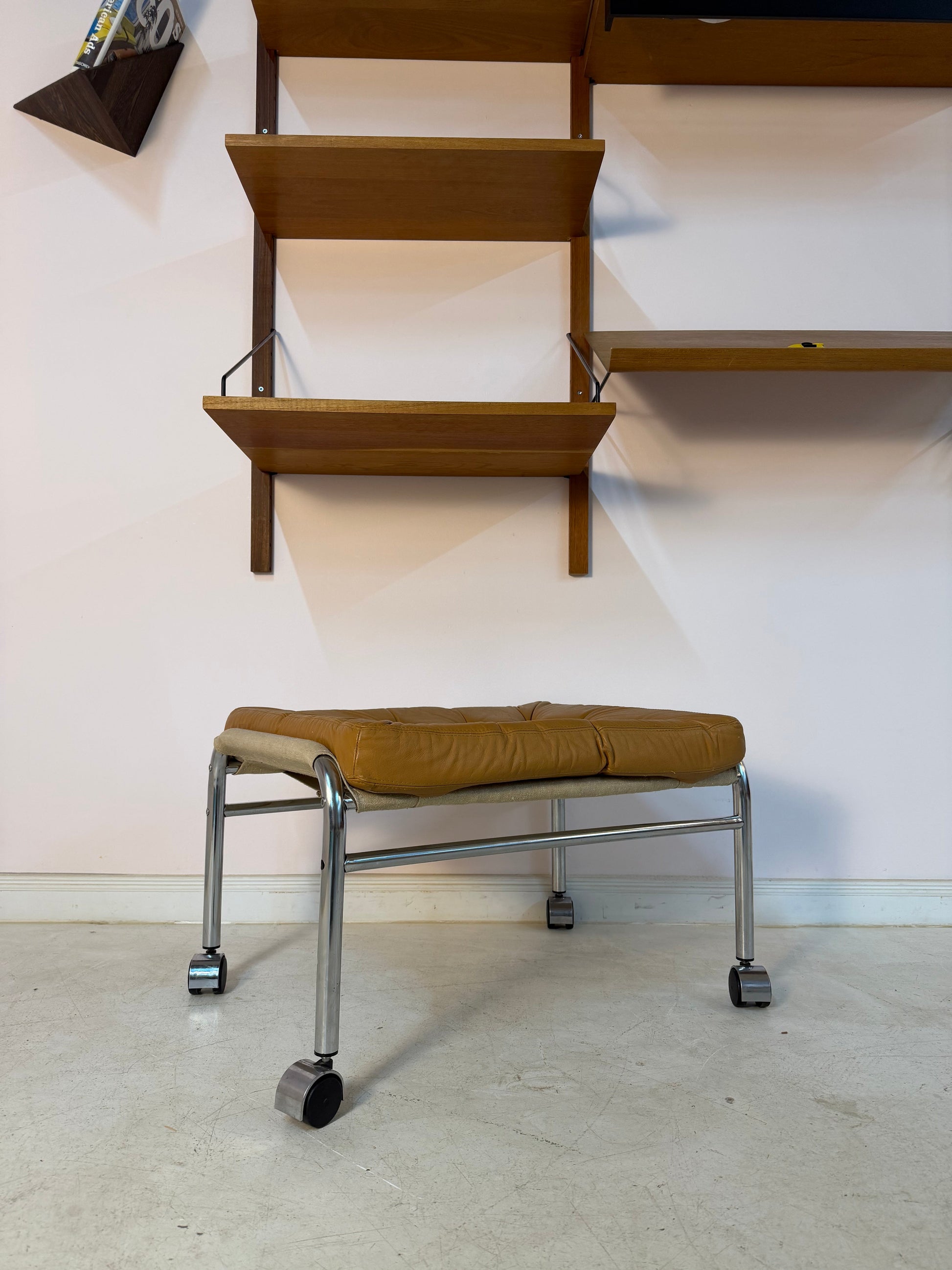 Vintage Hocker "Bore" von Noboru Nakamura für IKEA, Chrom und Leder