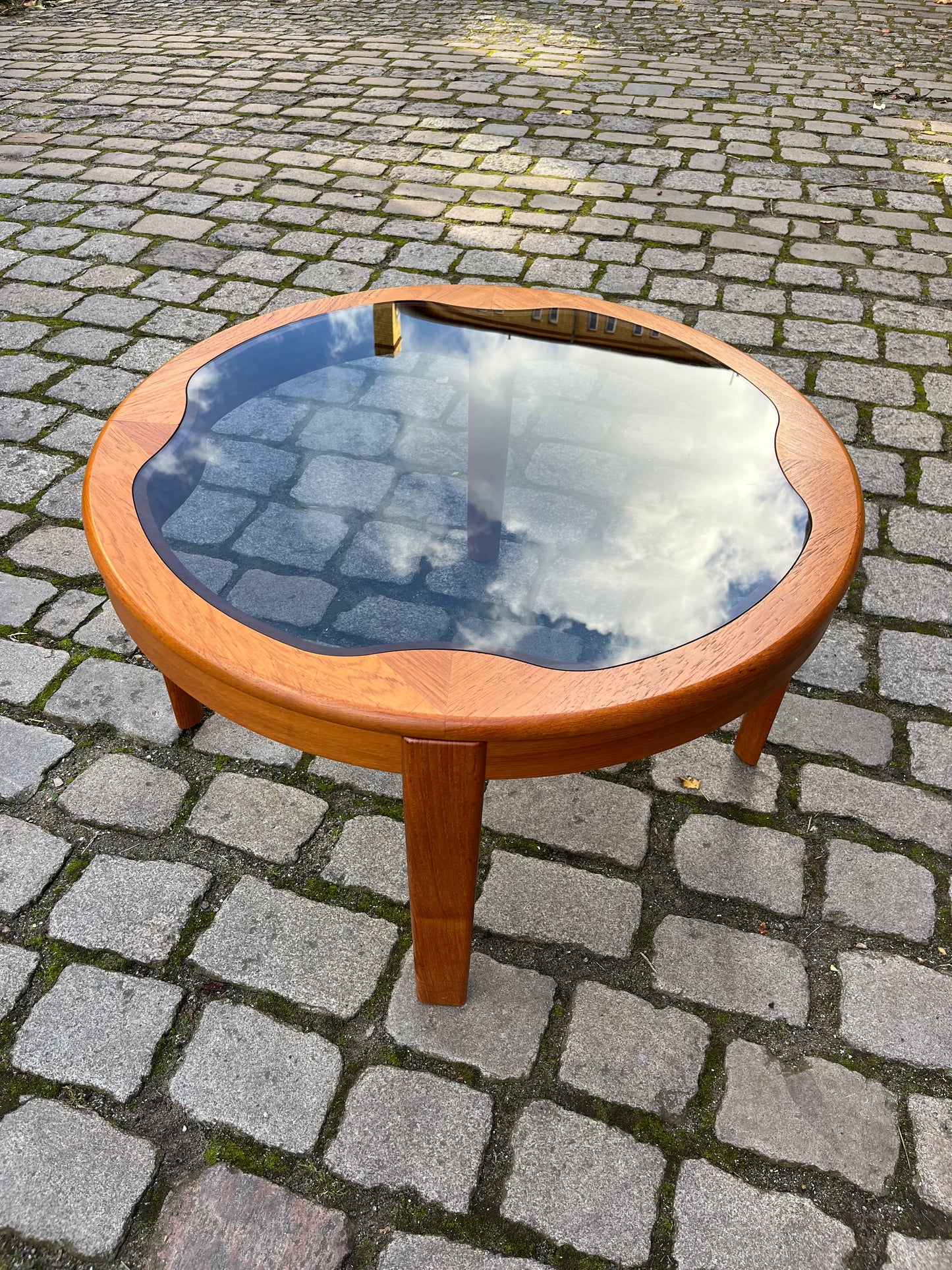 Couchtisch Teak Rauchglas